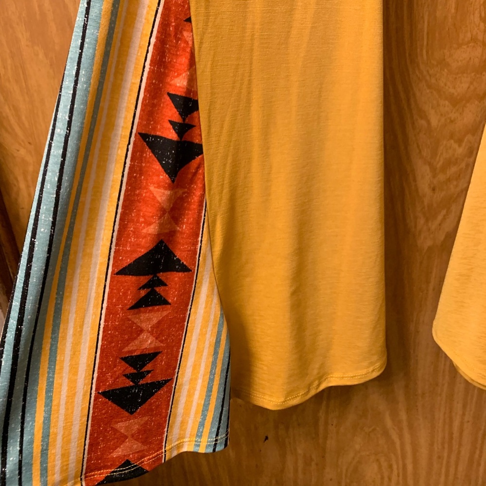 L&B Medium yellow aztec flare leg pants - Picture 7 of 8